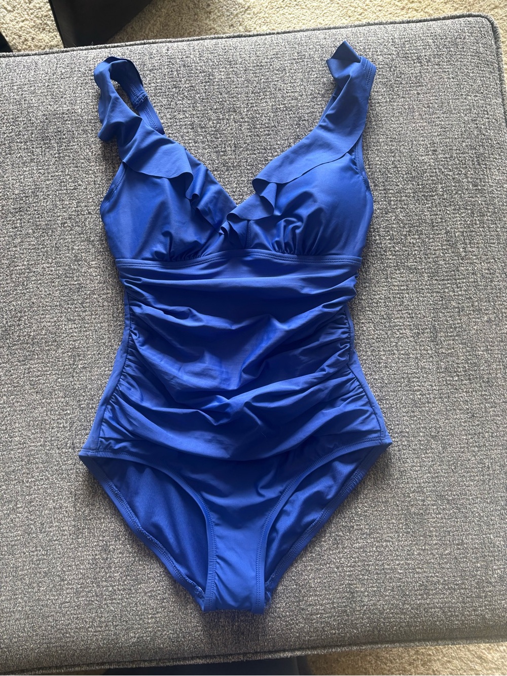 DKNY Women’s Blue Ruffle One-Piece Swimsuit NWOT